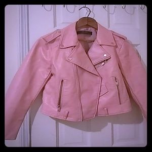 Cropped faux leather jacket